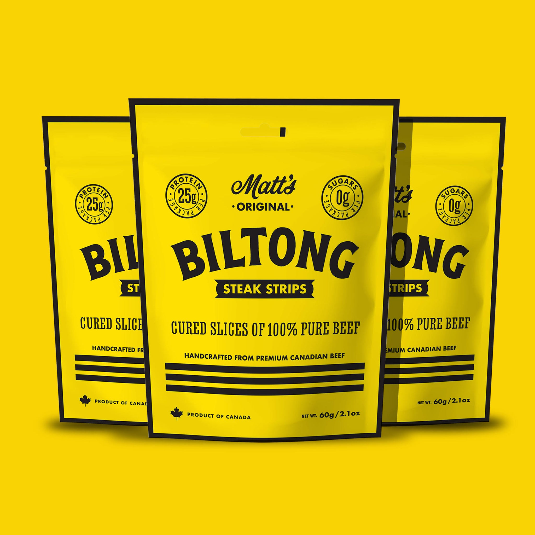 3x 60g bags of Matts Original Biltong